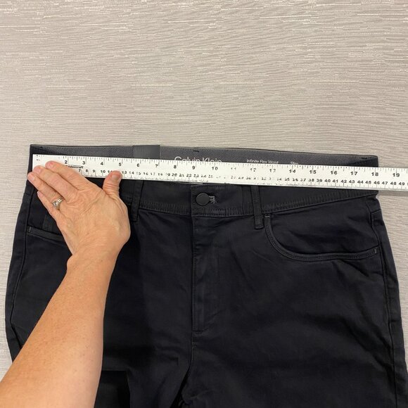 Calvin Klein Chino Pants Mens 36 x 30 Black Slim Fit Straight Flex Waist Cotton - Picture 8 of 13